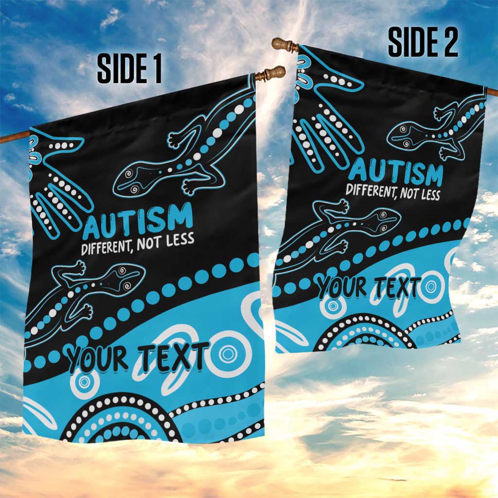 Different Not Less Autism Awareness Australia Personalised Garden Flag Aussie Aboriginal Lizards
