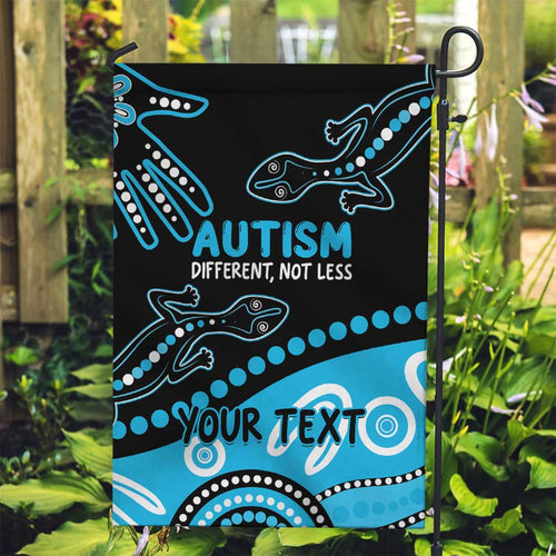 Different Not Less Autism Awareness Australia Personalised Garden Flag Aussie Aboriginal Lizards