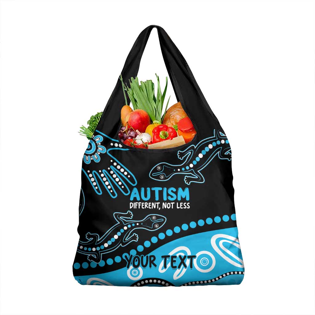 Different Not Less Autism Awareness Australia Personalised Grocery Bag Aussie Aboriginal Lizards