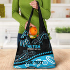 Different Not Less Autism Awareness Australia Personalised Grocery Bag Aussie Aboriginal Lizards
