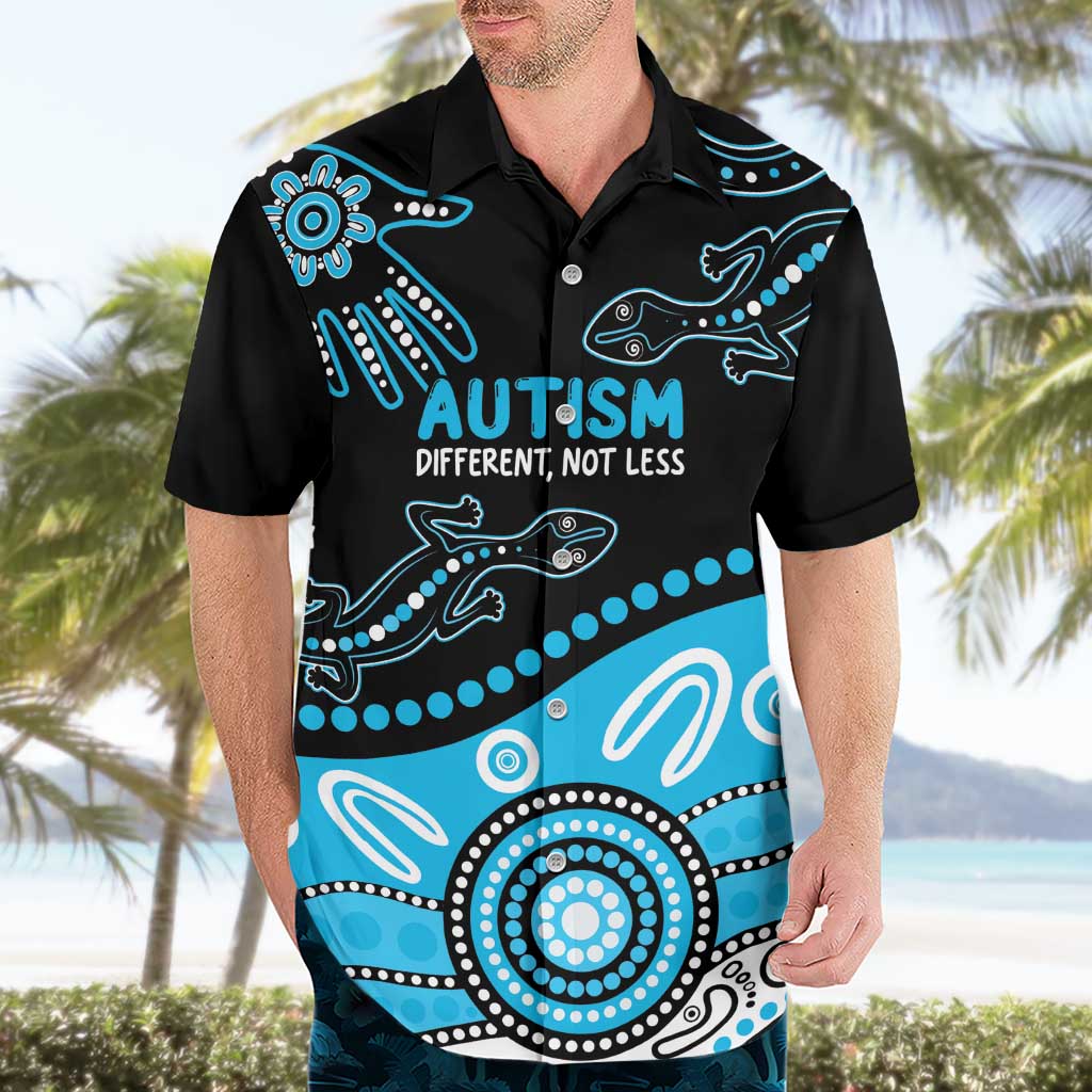 Different Not Less Autism Awareness Australia Personalised Hawaiian Shirt Aussie Aboriginal Lizards