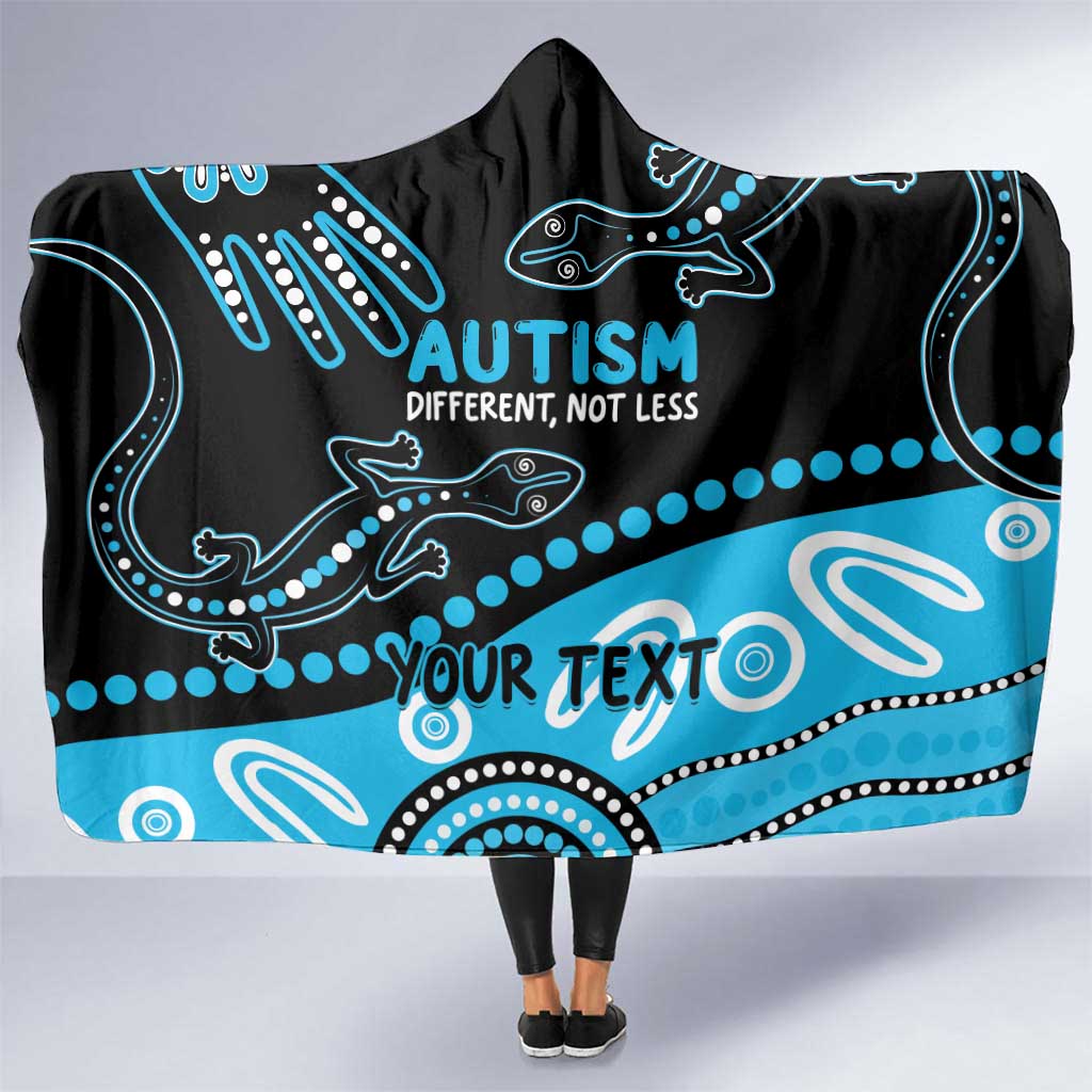 Different Not Less Autism Awareness Australia Personalised Hooded Blanket Aussie Aboriginal Lizards