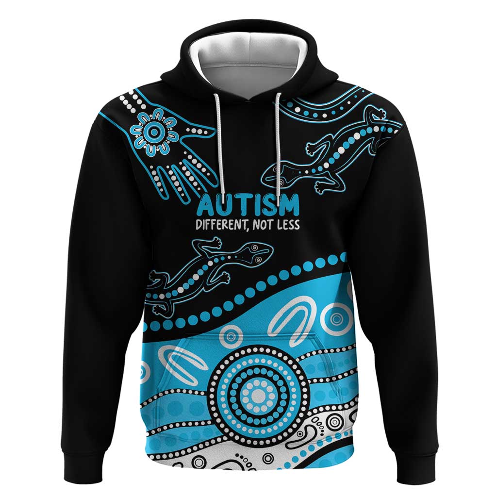 Different Not Less Autism Awareness Australia Personalised Hoodie Aussie Aboriginal Lizards