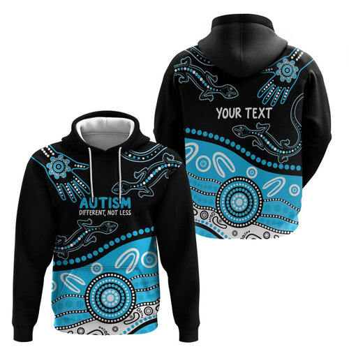 Different Not Less Autism Awareness Australia Personalised Hoodie Aussie Aboriginal Lizards