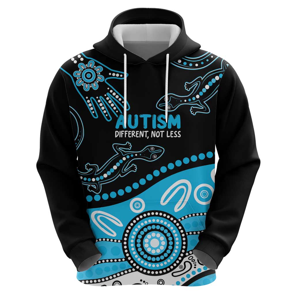 Different Not Less Autism Awareness Australia Personalised Hoodie Aussie Aboriginal Lizards