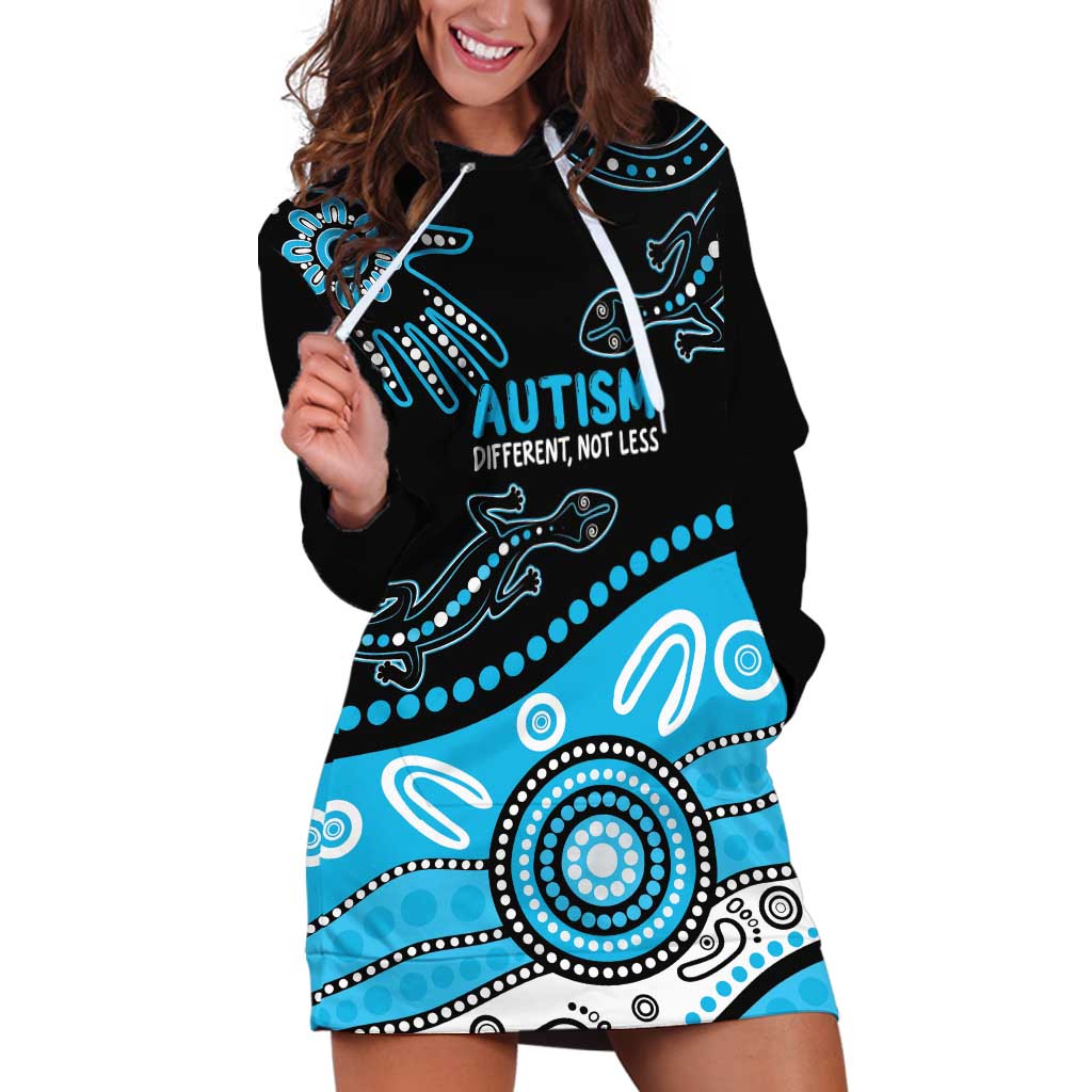 Different Not Less Autism Awareness Australia Personalised Hoodie Dress Aussie Aboriginal Lizards