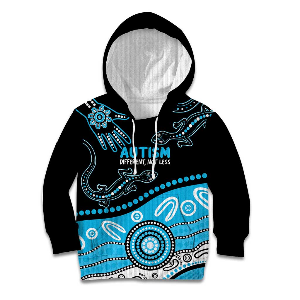 Different Not Less Autism Awareness Australia Personalised Kid Hoodie Aussie Aboriginal Lizards