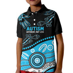 Different Not Less Autism Awareness Australia Personalised Kid Polo Shirt Aussie Aboriginal Lizards