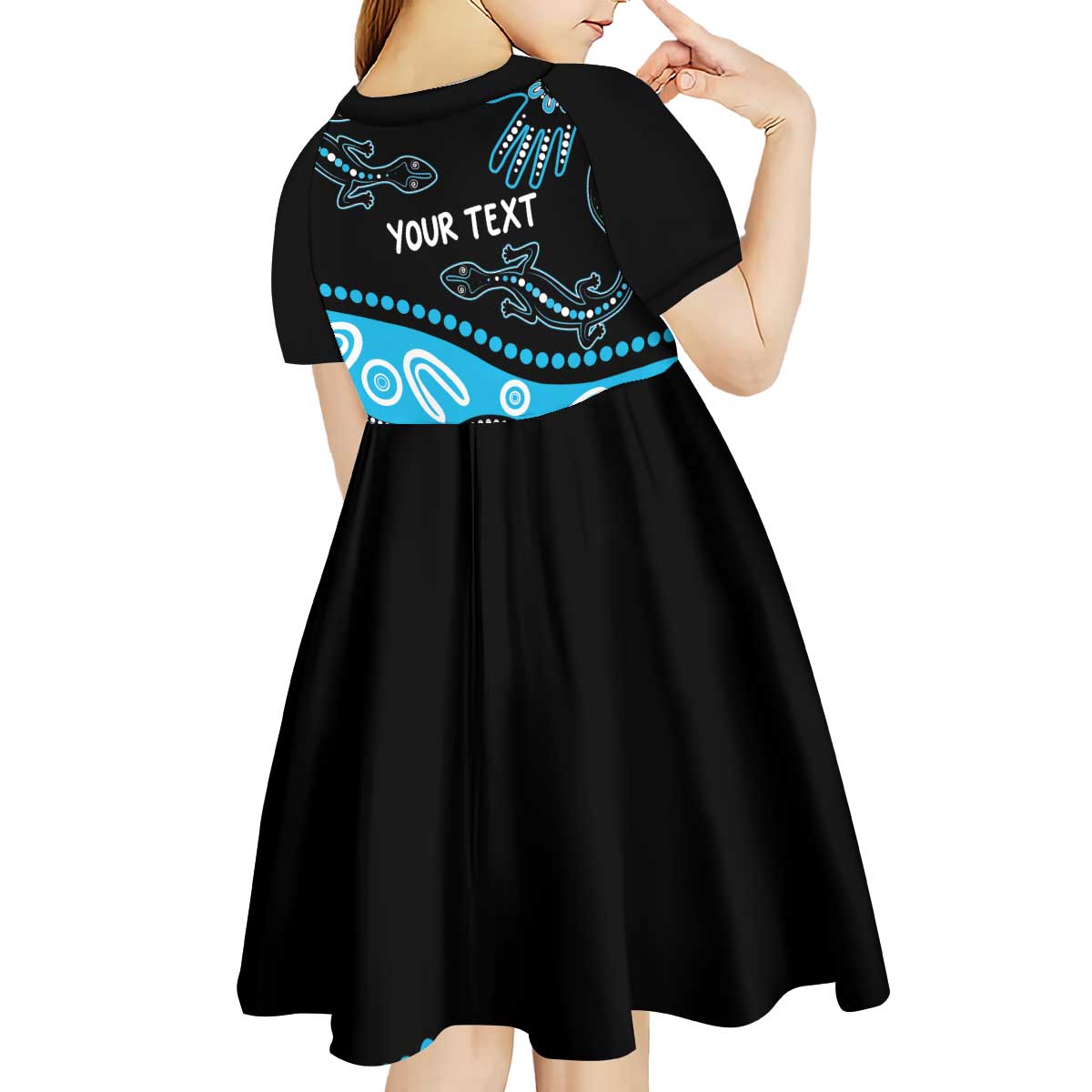 Different Not Less Autism Awareness Australia Personalised Kid Short Sleeve Dress Aussie Aboriginal Lizards