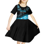 Different Not Less Autism Awareness Australia Personalised Kid Short Sleeve Dress Aussie Aboriginal Lizards