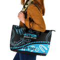 Different Not Less Autism Awareness Australia Personalised Leather Tote Bag Aussie Aboriginal Lizards