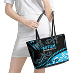 Different Not Less Autism Awareness Australia Personalised Leather Tote Bag Aussie Aboriginal Lizards