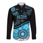 Different Not Less Autism Awareness Australia Personalised Long Sleeve Button Shirt Aussie Aboriginal Lizards