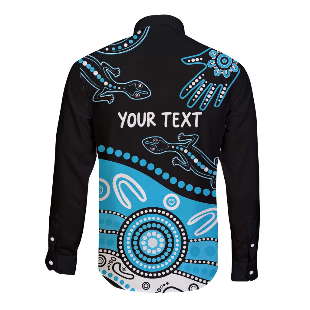 Different Not Less Autism Awareness Australia Personalised Long Sleeve Button Shirt Aussie Aboriginal Lizards