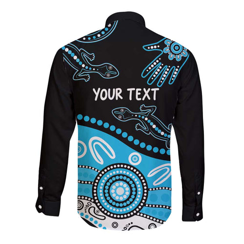 Different Not Less Autism Awareness Australia Personalised Long Sleeve Button Shirt Aussie Aboriginal Lizards