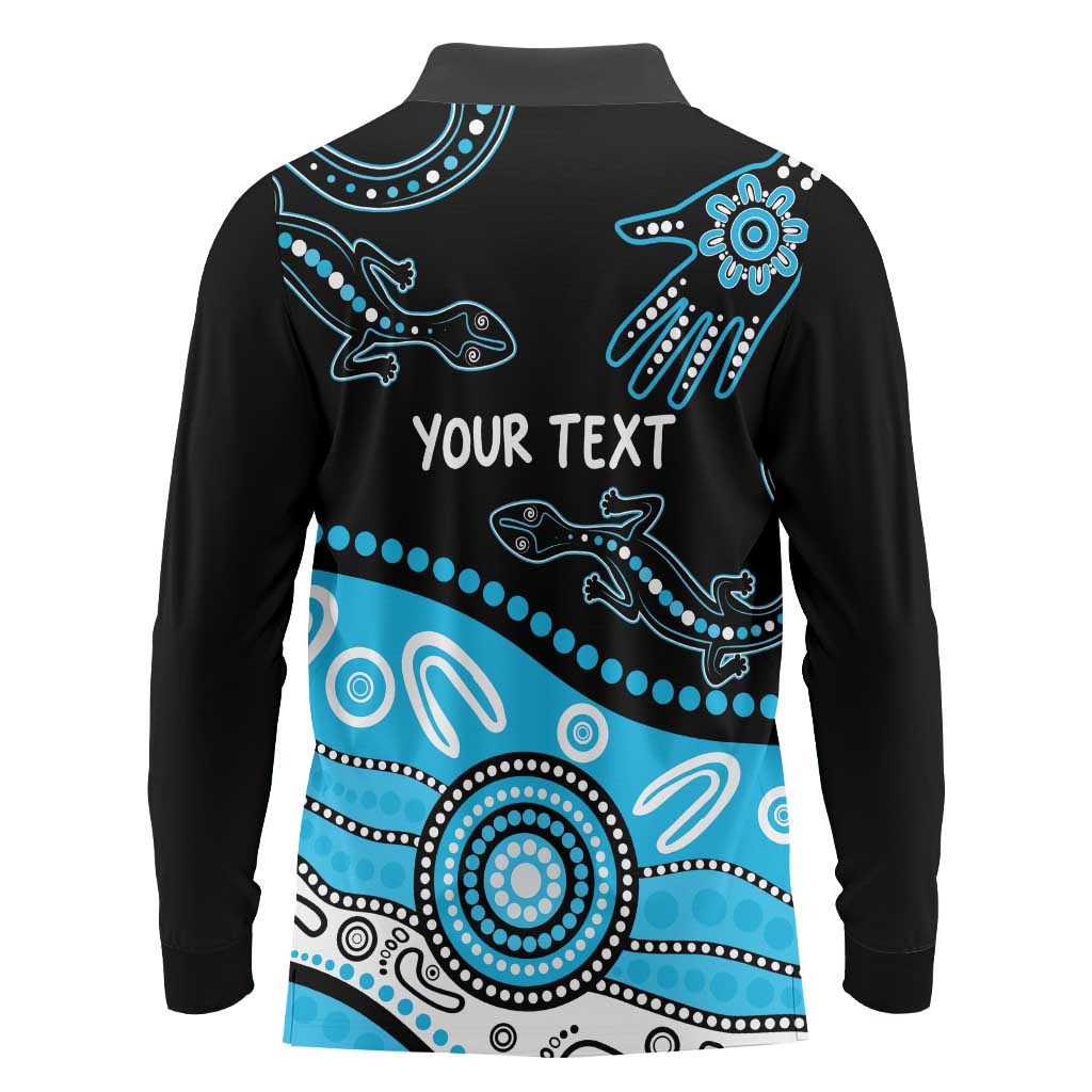Different Not Less Autism Awareness Australia Personalised Long Sleeve Polo Shirt Aussie Aboriginal Lizards