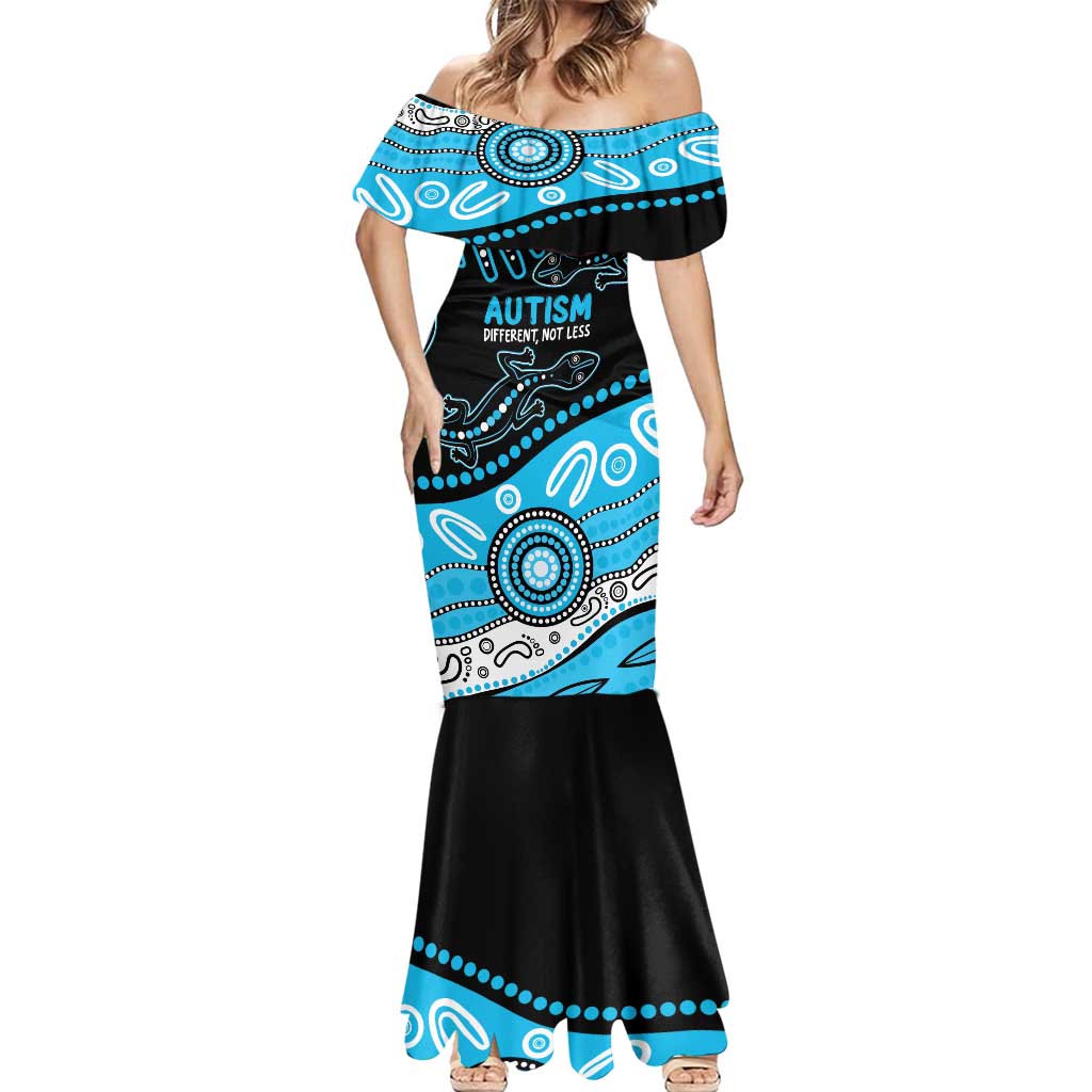 Different Not Less Autism Awareness Australia Personalised Mermaid Dress Aussie Aboriginal Lizards
