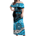 Different Not Less Autism Awareness Australia Personalised Off Shoulder Maxi Dress Aussie Aboriginal Lizards