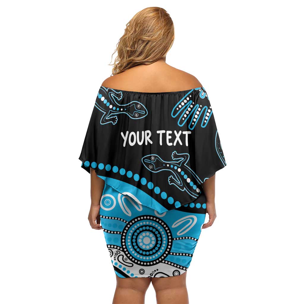 Different Not Less Autism Awareness Australia Personalised Off Shoulder Short Dress Aussie Aboriginal Lizards