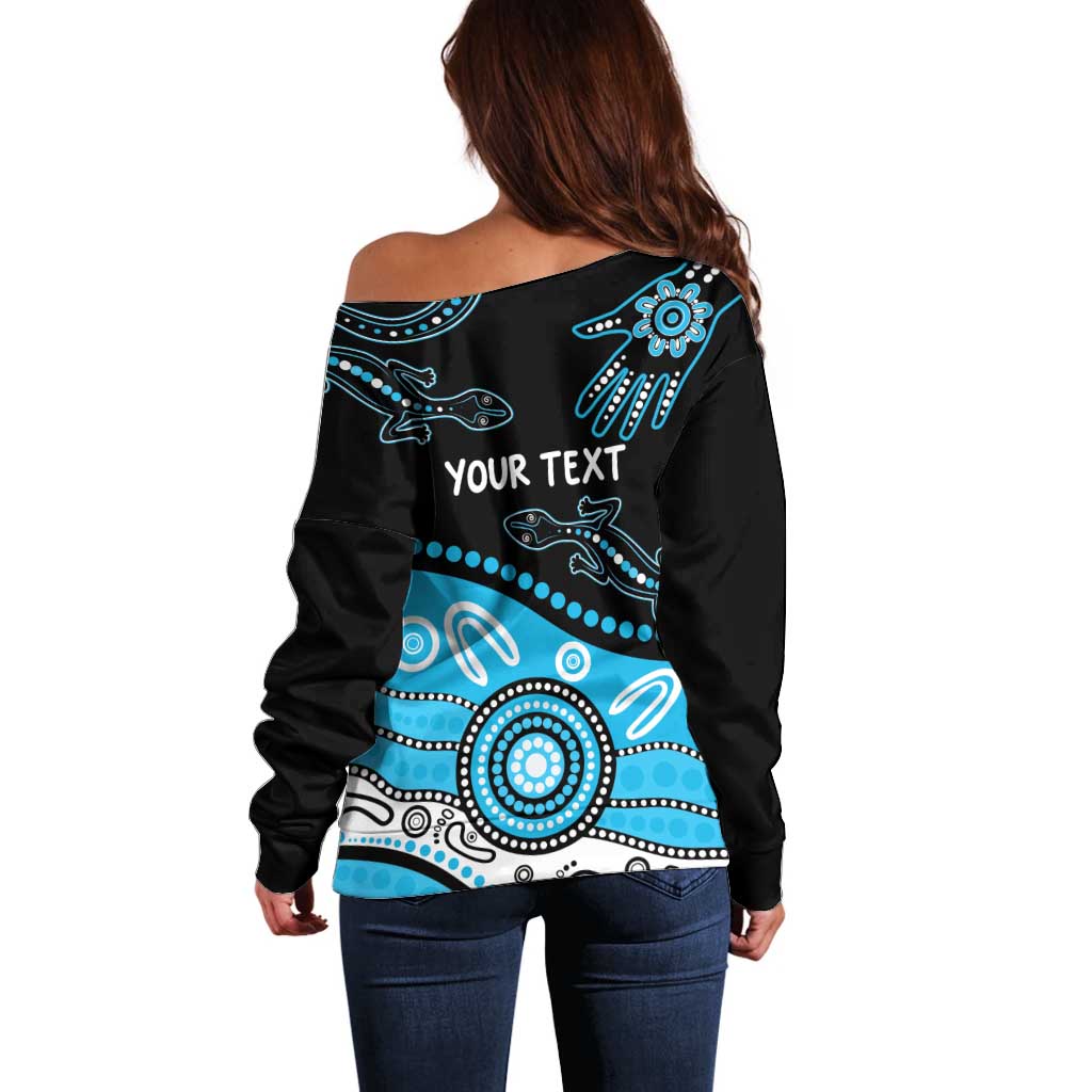 Different Not Less Autism Awareness Australia Personalised Off Shoulder Sweater Aussie Aboriginal Lizards