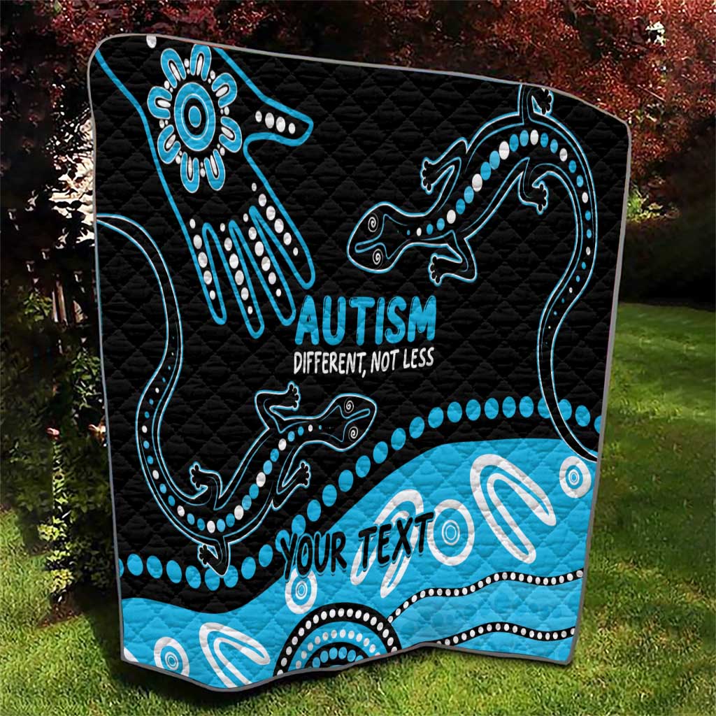 Different Not Less Autism Awareness Australia Personalised Quilt Aussie Aboriginal Lizards
