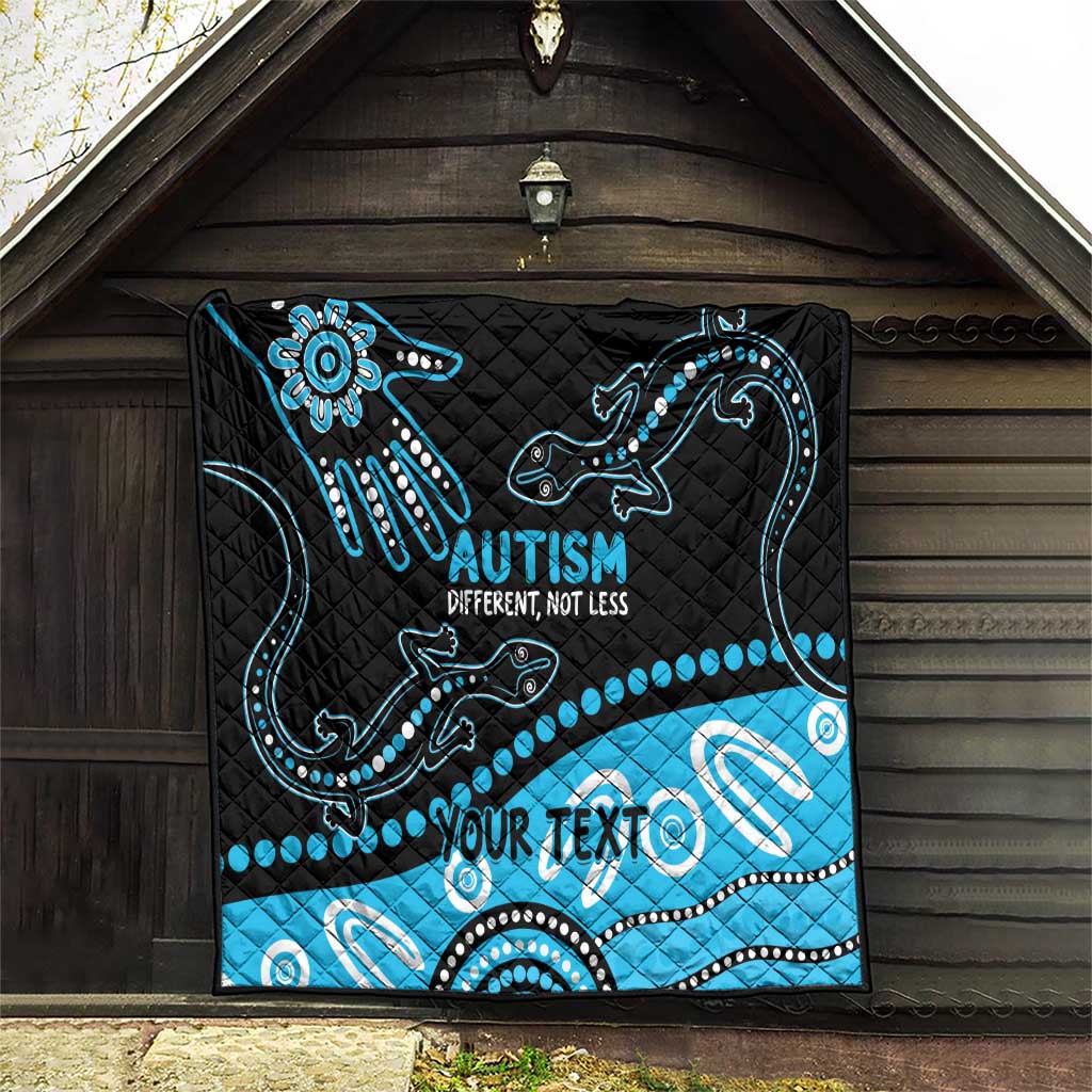 Different Not Less Autism Awareness Australia Personalised Quilt Aussie Aboriginal Lizards
