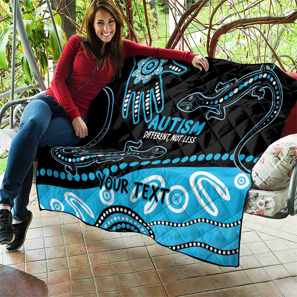 Different Not Less Autism Awareness Australia Personalised Quilt Aussie Aboriginal Lizards