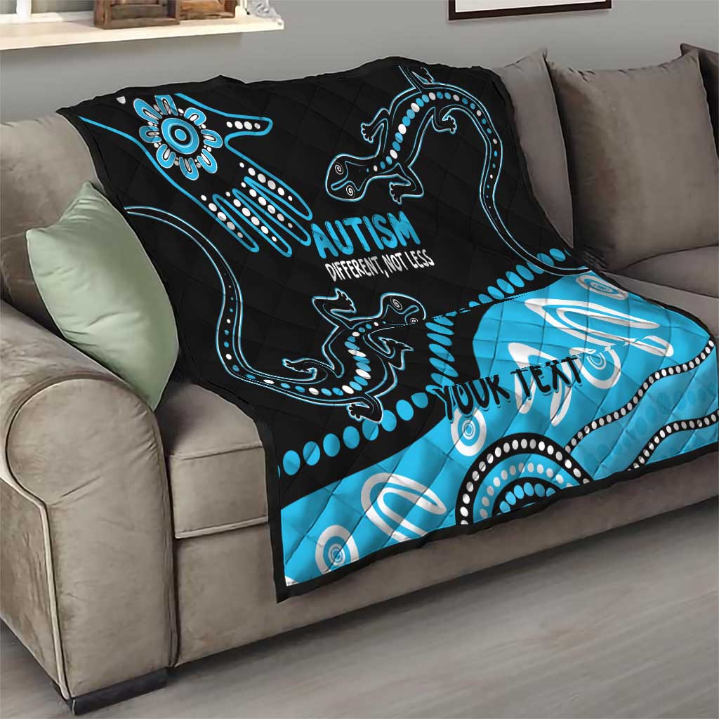 Different Not Less Autism Awareness Australia Personalised Quilt Aussie Aboriginal Lizards