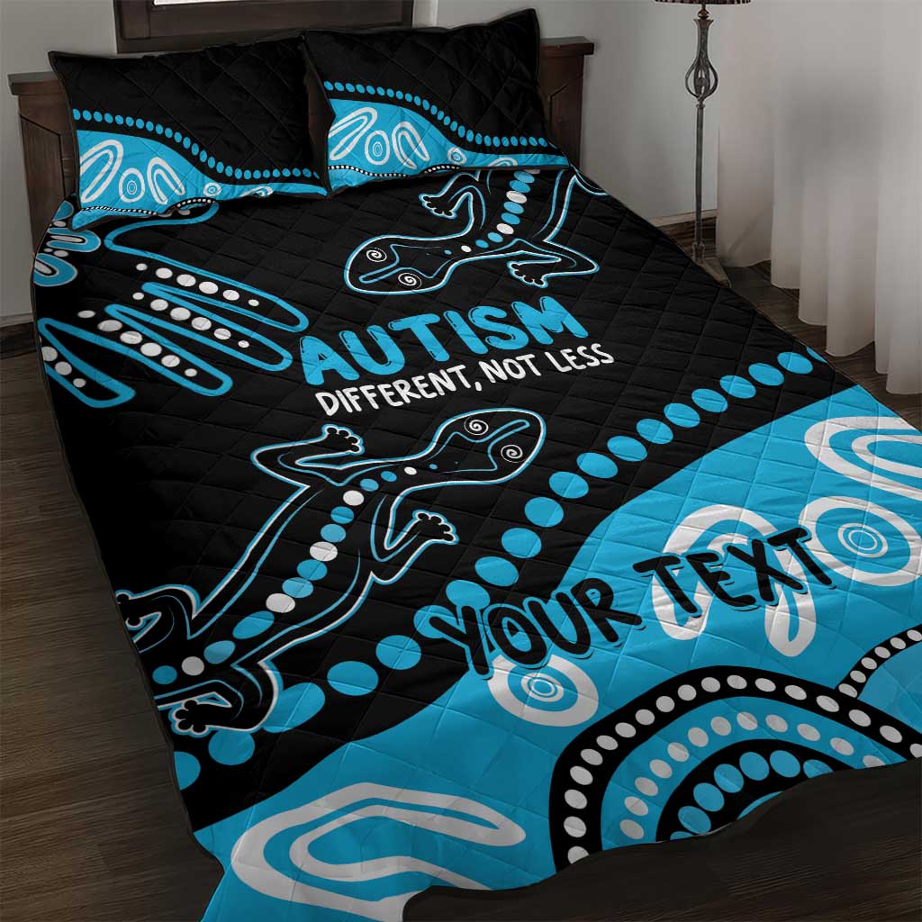 Different Not Less Autism Awareness Australia Personalised Quilt Bed Set Aussie Aboriginal Lizards