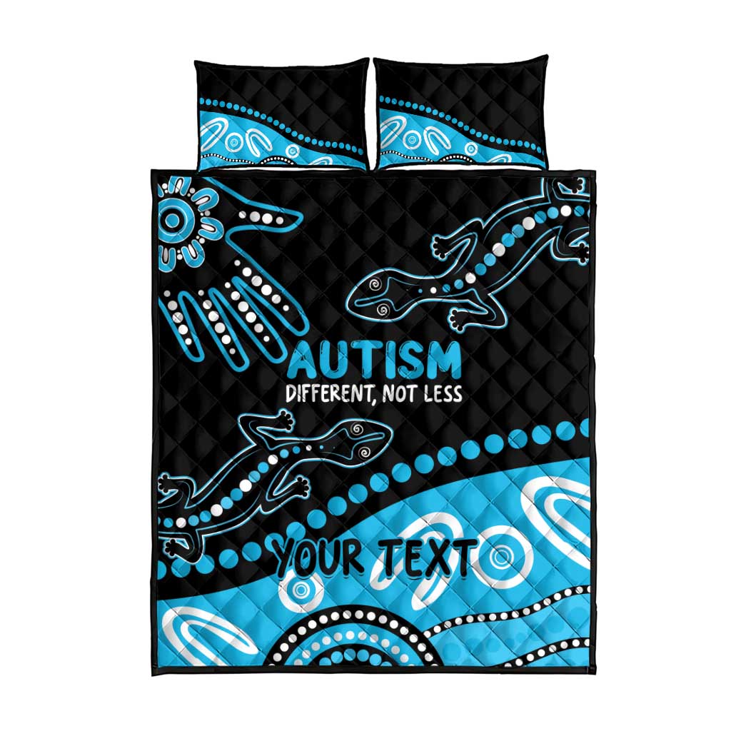 Different Not Less Autism Awareness Australia Personalised Quilt Bed Set Aussie Aboriginal Lizards