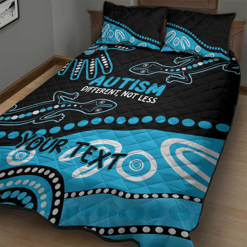 Different Not Less Autism Awareness Australia Personalised Quilt Bed Set Aussie Aboriginal Lizards