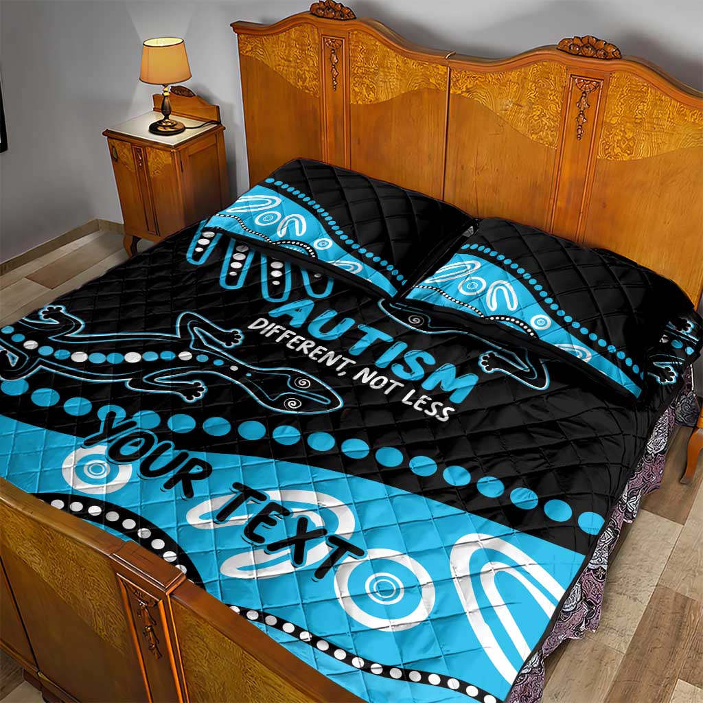 Different Not Less Autism Awareness Australia Personalised Quilt Bed Set Aussie Aboriginal Lizards