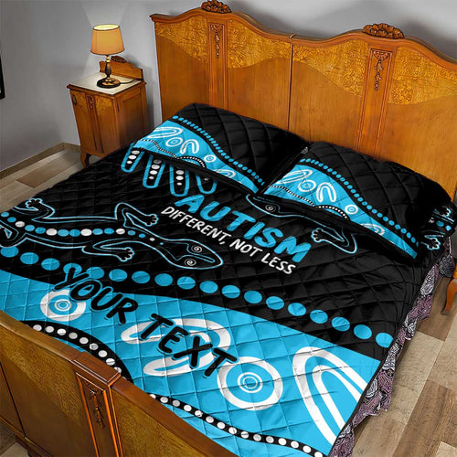 Different Not Less Autism Awareness Australia Personalised Quilt Bed Set Aussie Aboriginal Lizards