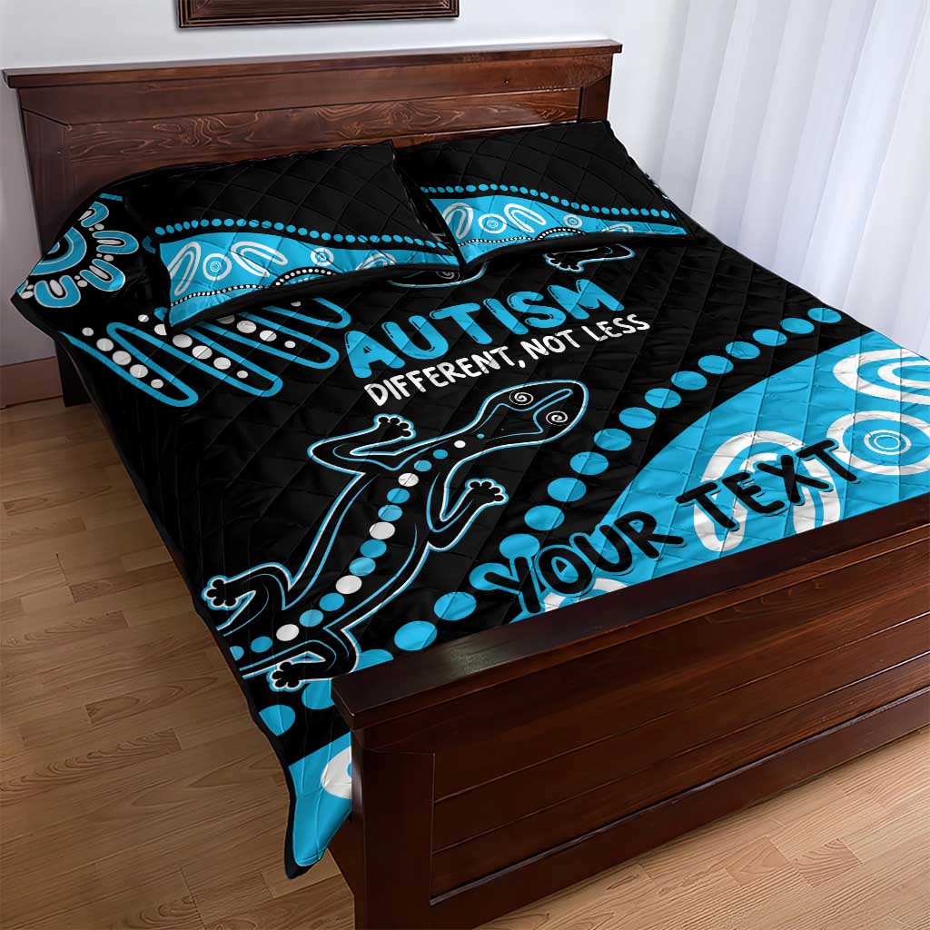 Different Not Less Autism Awareness Australia Personalised Quilt Bed Set Aussie Aboriginal Lizards