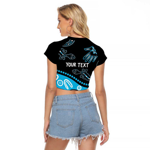 Different Not Less Autism Awareness Australia Personalised Raglan Cropped T Shirt Aussie Aboriginal Lizards