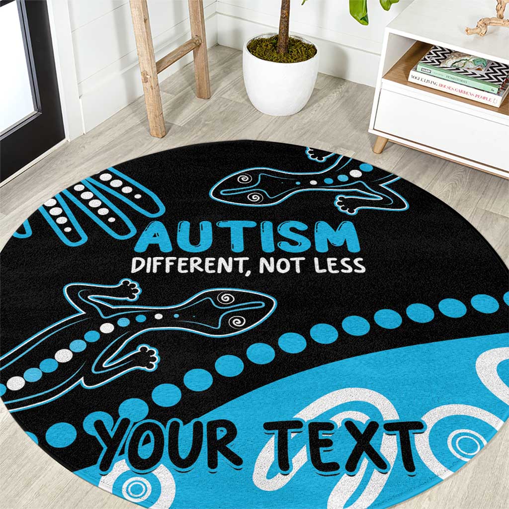 Different Not Less Autism Awareness Australia Personalised Round Carpet Aussie Aboriginal Lizards