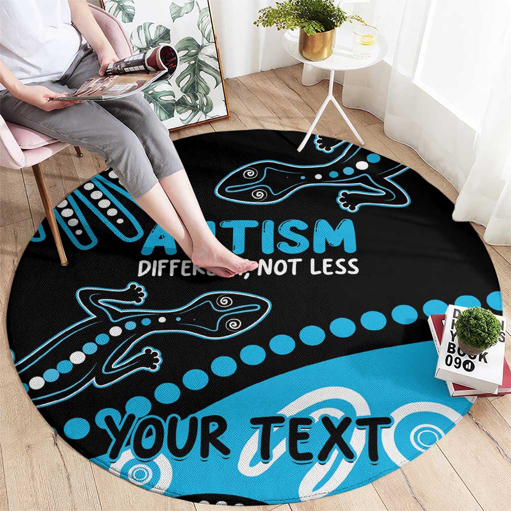Different Not Less Autism Awareness Australia Personalised Round Carpet Aussie Aboriginal Lizards