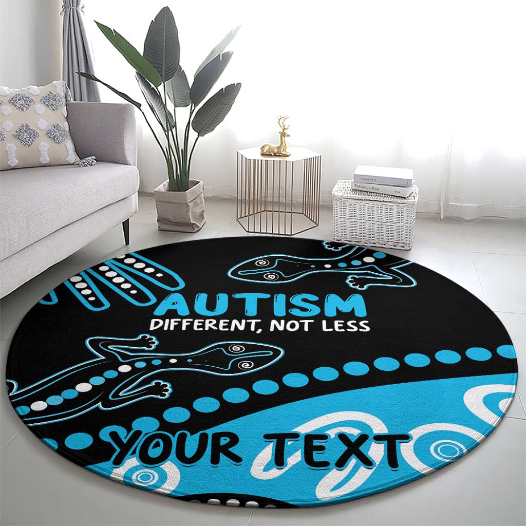 Different Not Less Autism Awareness Australia Personalised Round Carpet Aussie Aboriginal Lizards