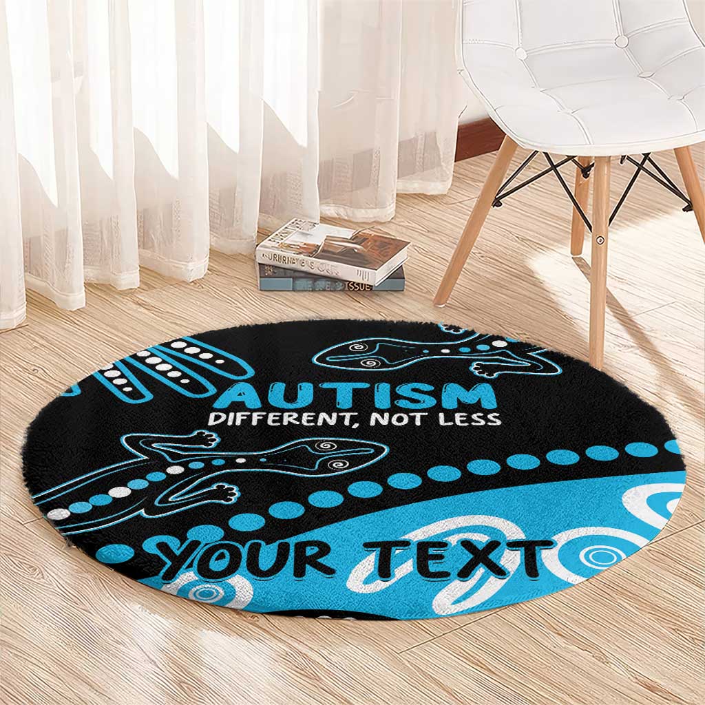 Different Not Less Autism Awareness Australia Personalised Round Carpet Aussie Aboriginal Lizards