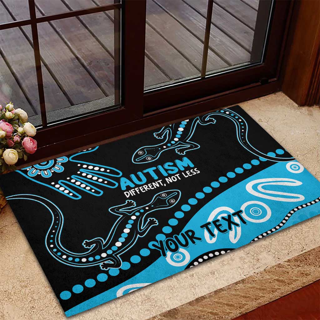 Different Not Less Autism Awareness Australia Personalised Rubber Doormat Aussie Aboriginal Lizards