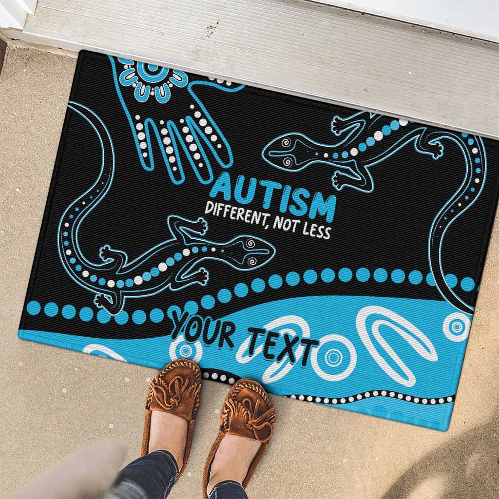 Different Not Less Autism Awareness Australia Personalised Rubber Doormat Aussie Aboriginal Lizards