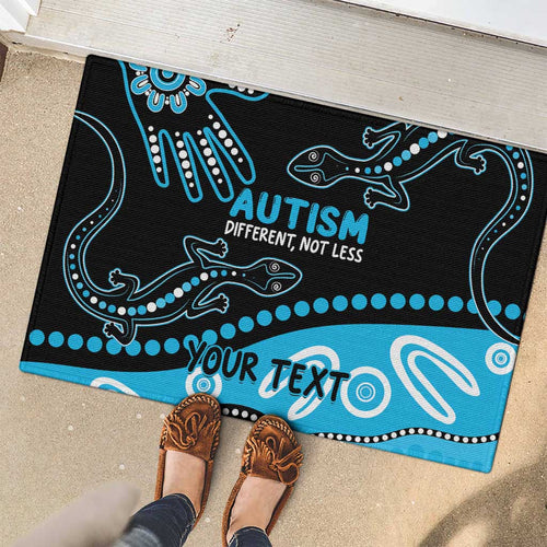 Different Not Less Autism Awareness Australia Personalised Rubber Doormat Aussie Aboriginal Lizards