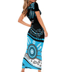 Different Not Less Autism Awareness Australia Personalised Short Sleeve Bodycon Dress Aussie Aboriginal Lizards