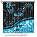 Different Not Less Autism Awareness Australia Personalised Shower Curtain Aussie Aboriginal Lizards