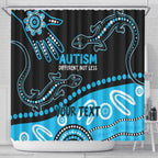 Different Not Less Autism Awareness Australia Personalised Shower Curtain Aussie Aboriginal Lizards