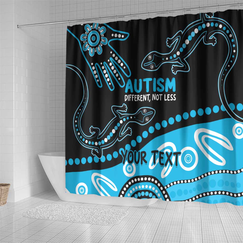 Different Not Less Autism Awareness Australia Personalised Shower Curtain Aussie Aboriginal Lizards