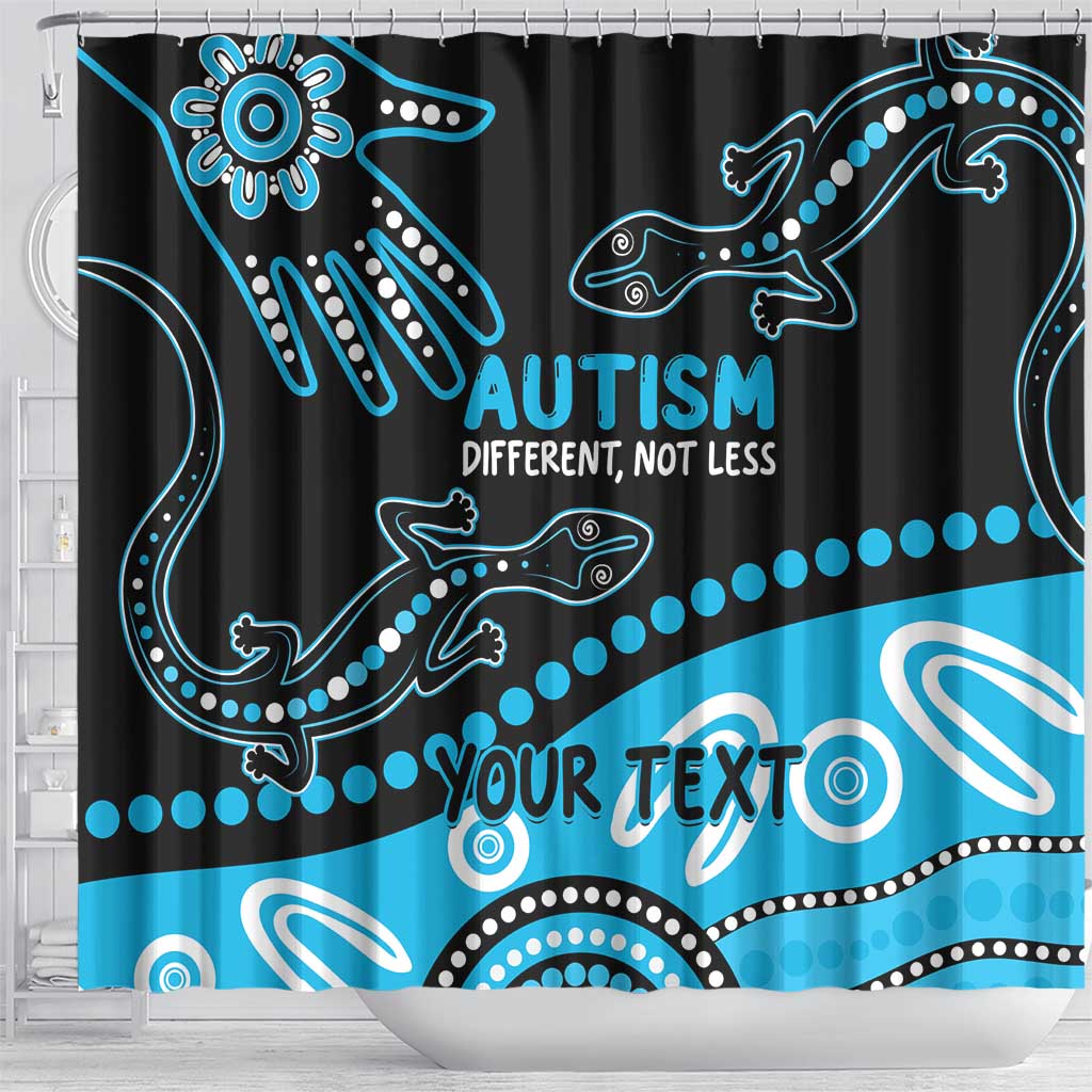 Different Not Less Autism Awareness Australia Personalised Shower Curtain Aussie Aboriginal Lizards