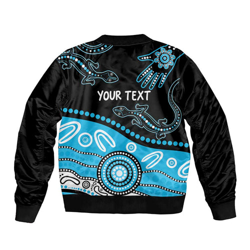 Different Not Less Autism Awareness Australia Personalised Sleeve Zip Bomber Jacket Aussie Aboriginal Lizards