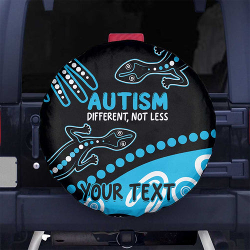 Different Not Less Autism Awareness Australia Personalised Spare Tire Cover Aussie Aboriginal Lizards