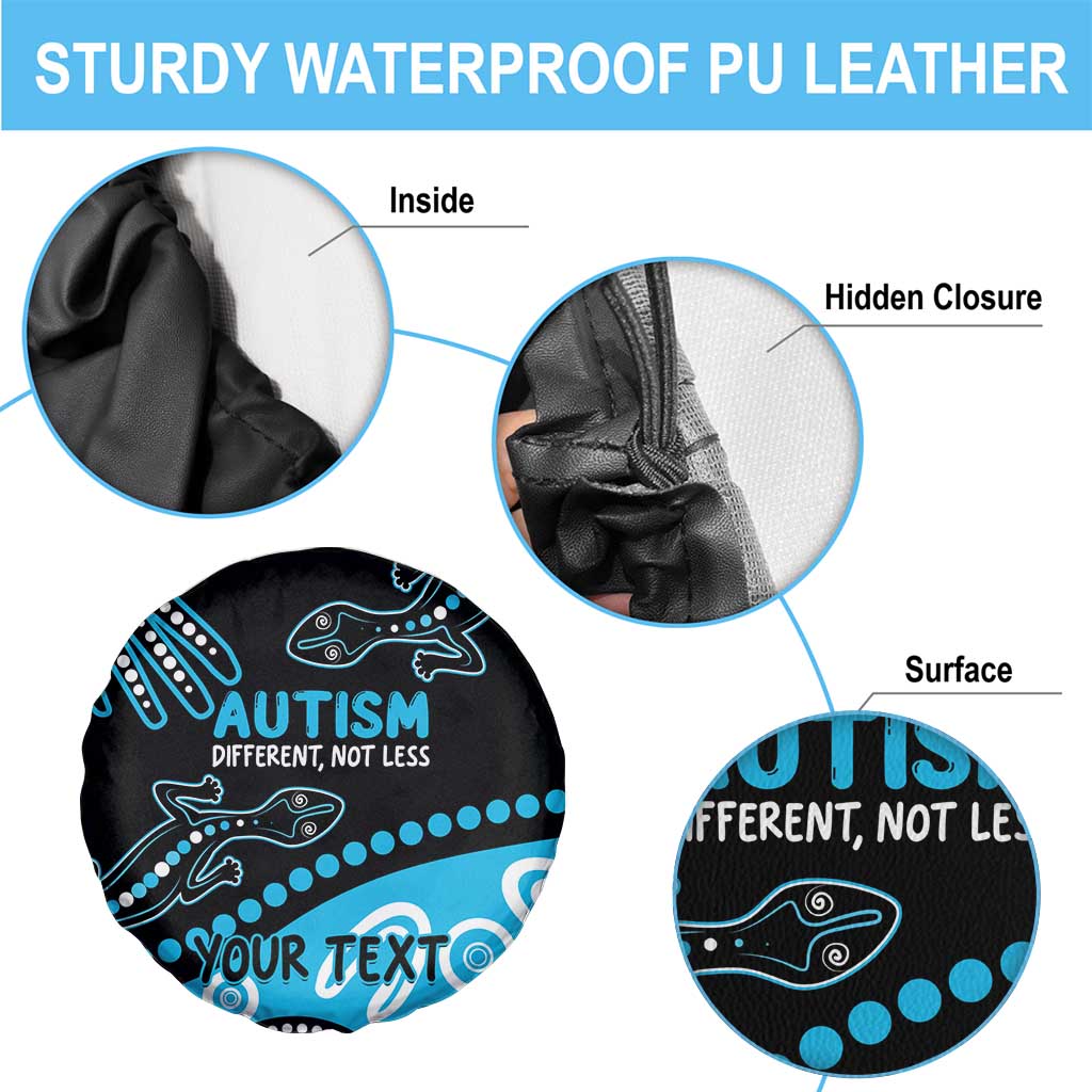 Different Not Less Autism Awareness Australia Personalised Spare Tire Cover Aussie Aboriginal Lizards